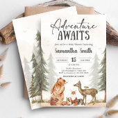 Adventure Awaits Woodland Baby Shower Einladung