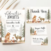 Adventure Awaits Woodland Baby Shower Einladung