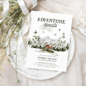 Adventure Awaits Woodland Baby Shower Einladung