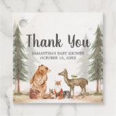 Adventure Awaits Woodland Baby Shower Geschenkanhänger (Vorderseite)