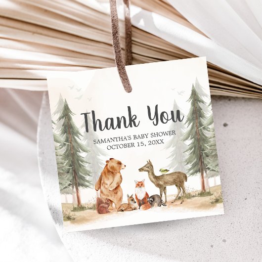 Adventure Awaits Woodland Baby Shower Geschenkanhänger