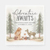 Adventure Awaits Woodland Baby Shower Serviette (Vorderseite)