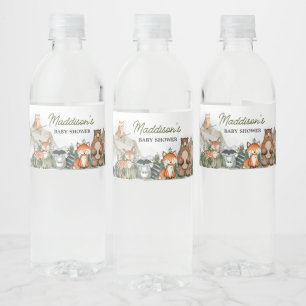 Adventure Awaits Woodland Baby Shower Wasserflaschenetikett