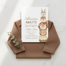 Adventure Awaits Woodland Cute Animals Baby Shower Einladung