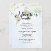 Adventure Awaits World Map Retirement Party Einladung (Vorne/Hinten)