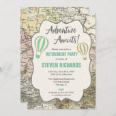 Adventure Awaits World Traveller Rente Party Einladung (Vorne/Hinten)