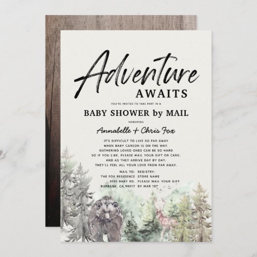Adventure Awars Mountain Bear Baby Shower by Mail Einladung (Vorne/Hinten)