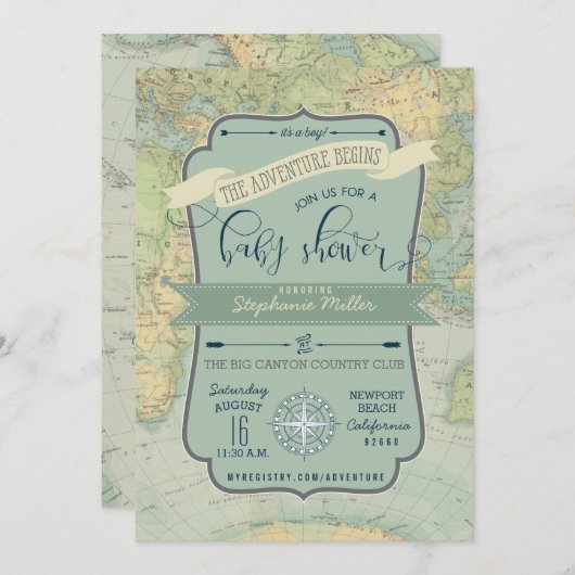 Adventure Baby Boy Shower Einladungen (Vorne/Hinten)