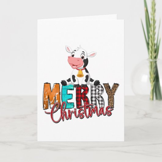 Adventure Baby Cow White Weihnachtskarte Karte (Vorderseite)