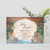 Adventure Baby Dusche Wasserfarben Wald Einladung (Stehend Vorderseite)