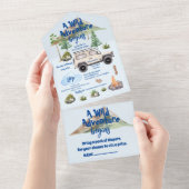 Adventure Baby Dusche Watercolor Camper All In One Einladung (Abreißen)