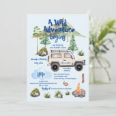 Adventure Baby Dusche Watercolor Camper Einladung (Stehend Vorderseite)
