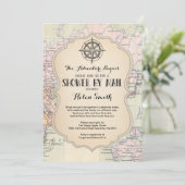 Adventure Baby Shooter by Mail Map Travel World Einladung (Stehend Vorderseite)