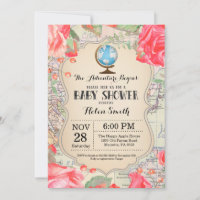 Adventure Baby Shooter Red Floral Map Travel World