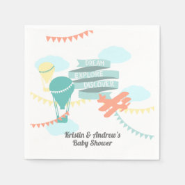 Adventure Baby Shower Airplane und Balloon Serviette