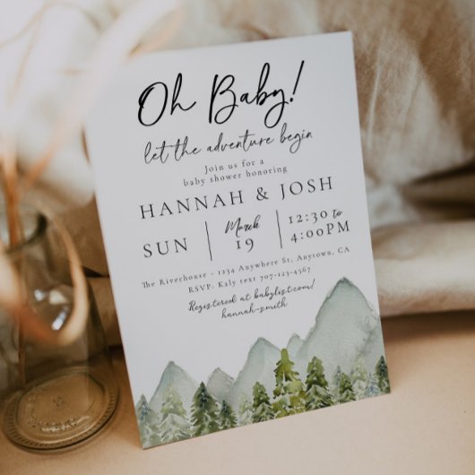 Adventure Baby Shower | Aquarellbäume Einladung