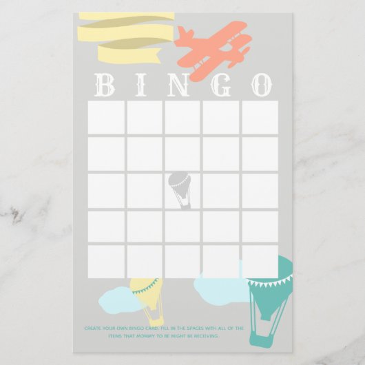 Adventure Baby Shower Bingo Briefpapier (Vorderseite)