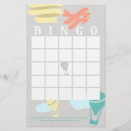 Adventure Baby Shower Bingo Briefpapier (Vorderseite)