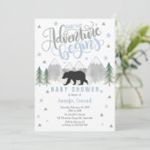 Adventure Baby Shower Einladung, Black Bear Baby Einladung (Stehend Vorderseite)