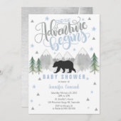 Adventure Baby Shower Einladung, Black Bear Baby Einladung (Vorne/Hinten)