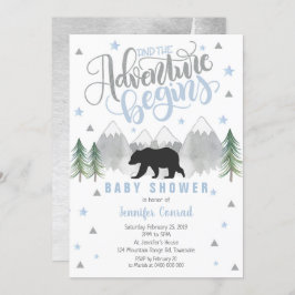 Adventure Baby Shower Einladung, Black Bear Baby Einladung