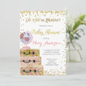 Adventure Baby Shower Einladung Gold Glitzer (Stehend Vorderseite)
