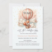 Adventure Baby Shower Fox in Hot Air Ballon Einladung (Vorderseite)