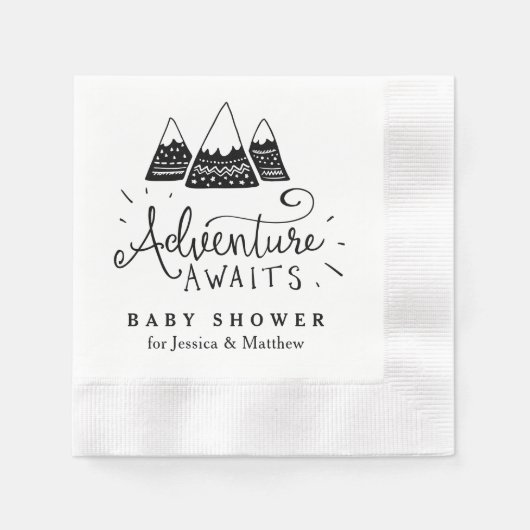 Adventure Baby Shower Napkins mit Niedlichen Berge Serviette (Vorderseite)