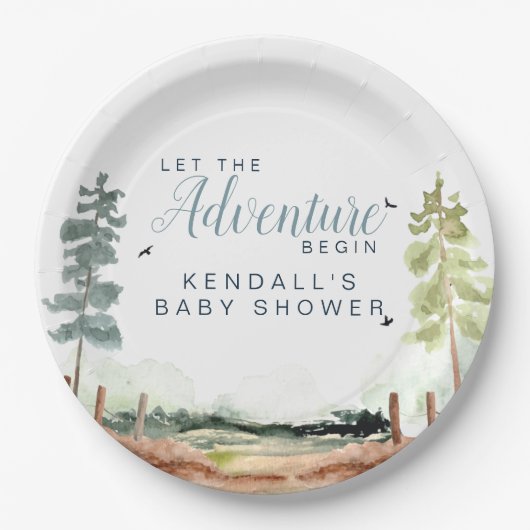 Adventure Baby Shower Pappteller (Vorderseite)