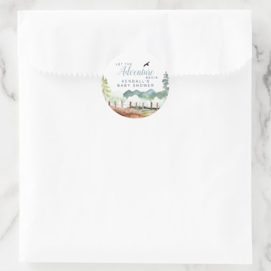 Adventure Baby Shower Runder Aufkleber (Tasche)