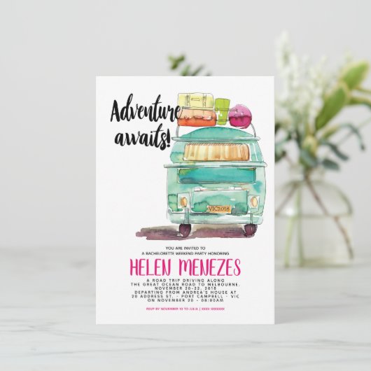 Adventure Bachelorette Weekend Einladung (Stehend Vorderseite)