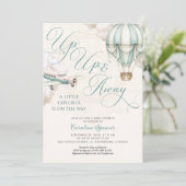 Adventure Balloon Airplane Baby Shower Invitation Einladung (Stehend Vorderseite)