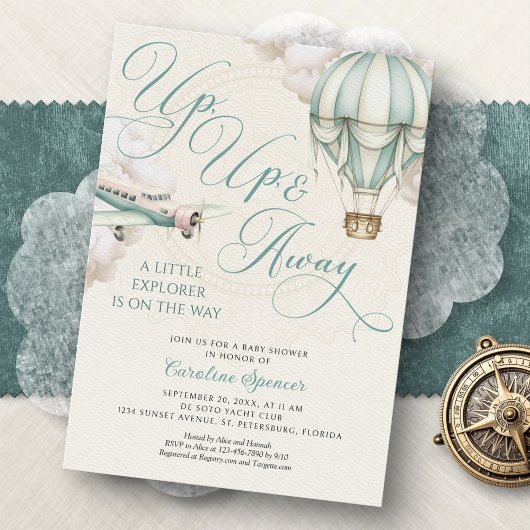 Adventure Balloon Airplane Baby Shower Invitation Einladung