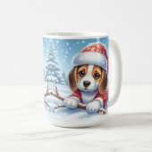 Adventure Beagle Puppy in Christmas Outfit Kaffeetasse (VorderseiteRechts)
