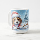 Adventure Beagle Puppy in Christmas Outfit Kaffeetasse (Vorderseite Links)