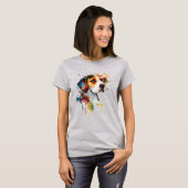 Adventure Beagle Puppy Watercolor AI Art T - Shirt (Vorne ganz)