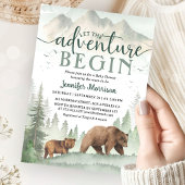 Adventure Begin Baby Shower Bear Woodland Forest Einladung