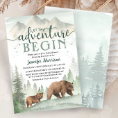 Adventure Begin Baby Shower Bear Woodland Forest Einladung