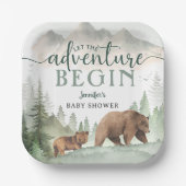 Adventure Begin Baby Shower Bear Woodland Forest Pappteller (Vorderseite)