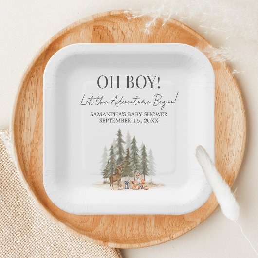 Adventure Begin Baby Shower Pappteller