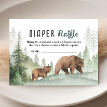Adventure Begin Baby Shower Woodland Diaper Raffle