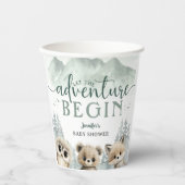 Adventure Begin Baby Shower Woodland Mountain Pappbecher (Vorderseite)