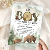 Adventure Begin Bear Boy Baby Shower Woodland Einladung