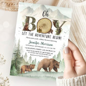 Adventure Begin Bear Boy Baby Shower Woodland Einladung