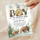 Adventure Begin Bear Boy Baby Shower Woodland Einladung
