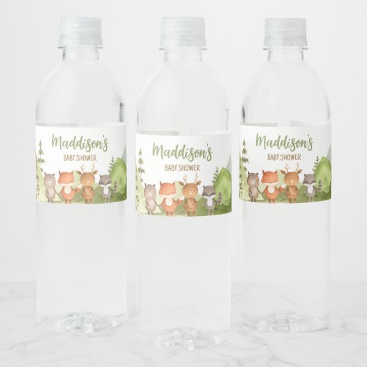 Adventure Begin Forest Mountain Baby Dusche Wasserflaschenetikett (Flaschen)
