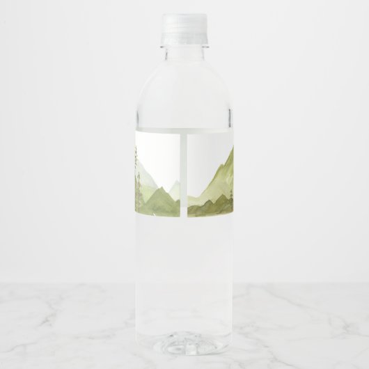 Adventure Begin Forest Mountain Baby Dusche Wasserflaschenetikett (Rückseite)