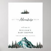 Adventure Begin Mountain Pine Baby Dusche Willkomm Poster (Vorne)
