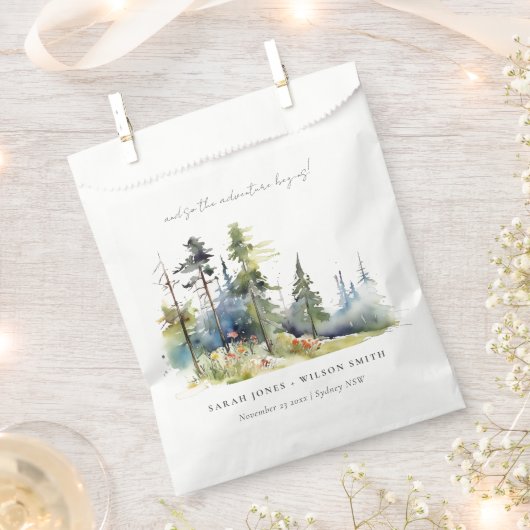 Adventure Begin Pine Forest Landschaft Hochzeit Geschenktütchen (Ausgeschnitten)