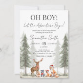 Adventure Begin Winter Woodland Baby Shower Einladung (Vorderseite)